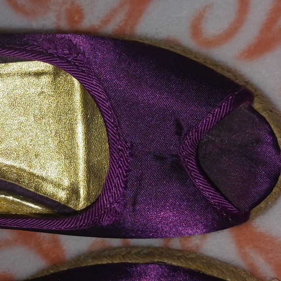 2 pair H&M Satin Espadrille Peep Toe Wedge 1 Black 1 Magenta - Picture 5 of 16